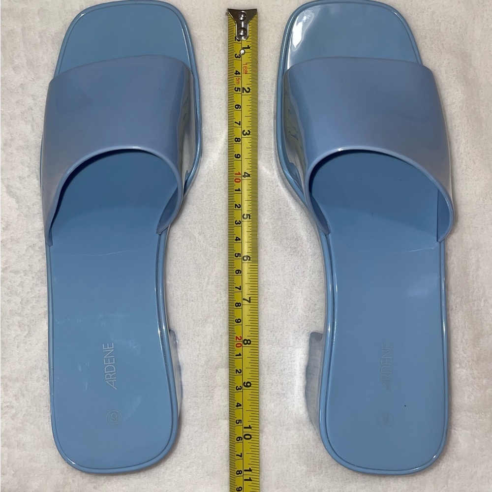 BNWOT Sz 9 Blue Heels Low Ardene Plastic Cute Slide Sandals Solid Stylish Mule - Picture 5 of 6